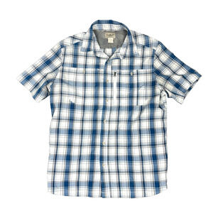 LL Bean Mens Medium Regular Shirt Blue Fishing Hiking Vented